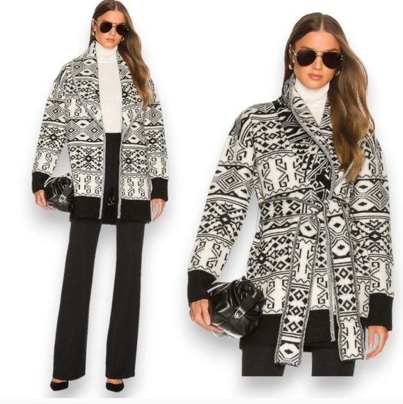 Veronica Beard Carrington Jacquard Wool Wrap Cardigan Sz XS...